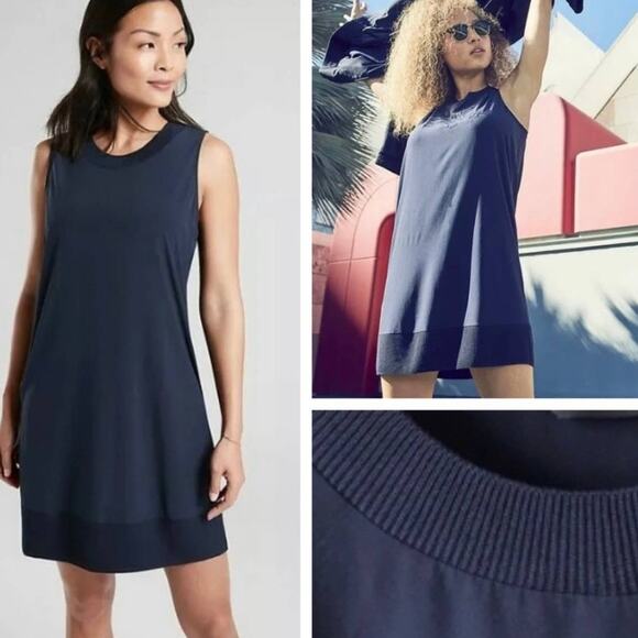 Athleta Zephyr Dress w Pockets XXS Womens Navy Blue Athletic Travel Athleisure - Picture 4 of 11